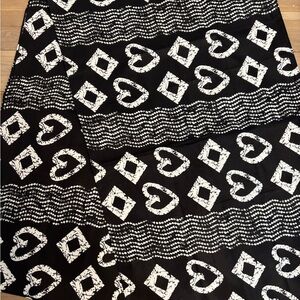 African Print Headwrap: Black & White Hearts
